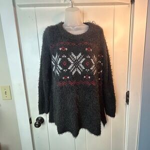 French Laundry Snowflake Ski Eyelash Comfy Cozy Sweater Large
